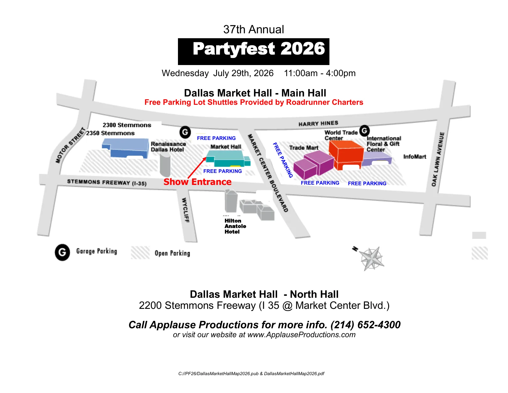 Dallas Market Hall parking map and venue layout